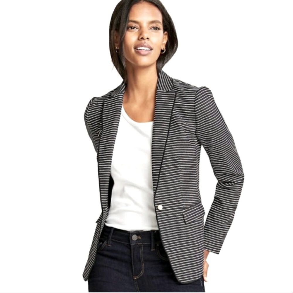Ann Taylor Petite Striped Pearlized Blazer